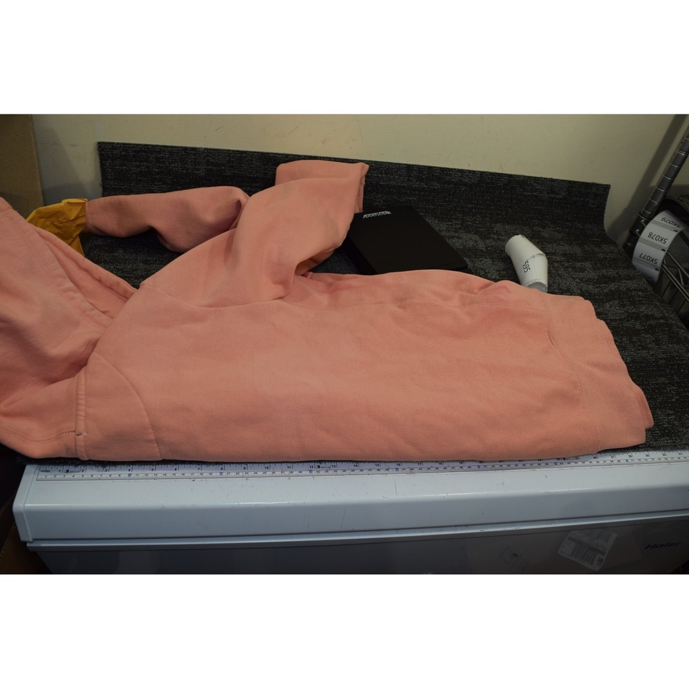 Rare Streetwear FLAMANTI Sewn Red Daisy Hoodie Sweatshirt MENS L Pink Salmon - Picture 14 of 16